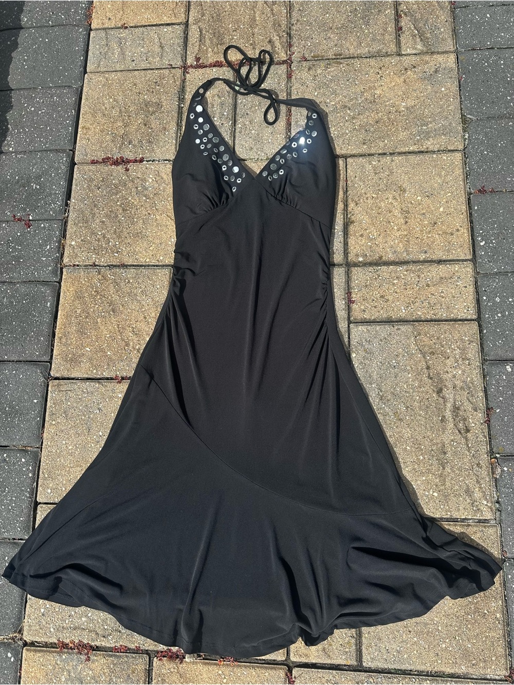 🖤 Y2K Studded Black Midi Dress